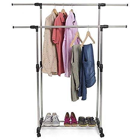 Double Pole Cloth Rack – Stainless Steel